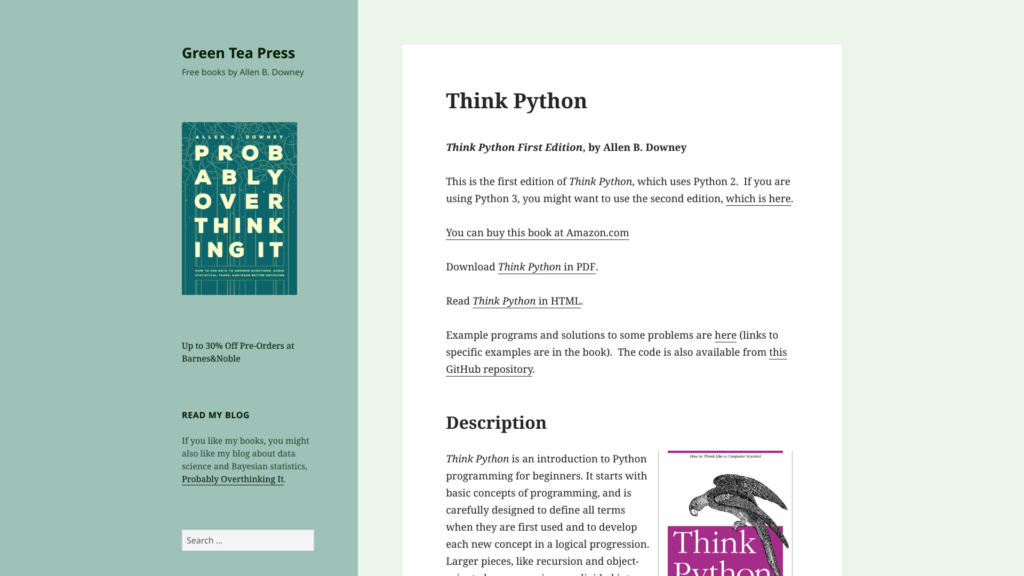 Think Python: How to Think Like a Computer Scientist – Free Programming ...