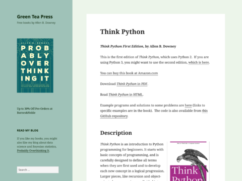 Think Python: How To Think Like A Computer Scientist